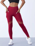 Legging Gainant Sport Taille Haute avec Poches et Empiècements Mesh