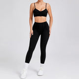 Ensemble Tenue Sport Fitness Pilates Côtelé Femme