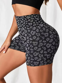 Short Legging de Sport Femme Push Up Tâches Léopard Taille Haute