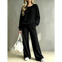 Ensemble deux pièces femme pull tricoté et pantalon large 5