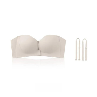 Soutien-gorge sans bretelles fermeture devant push-up rembourré – Champagne