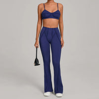 Ensemble Tenue Sport Fitness Pilates Côtelé Femme