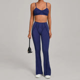 Ensemble Tenue Sport Fitness Pilates Côtelé Femme
