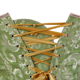 Corset Vert Vintage vert avec laçage doré, style rétro élégant alliant confort et ajustement personnalisé.