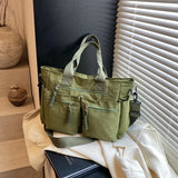 Sac cabas nylon grande capacité multi-poches femme – Vert