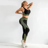 Ensemble 3 pièces Legging Taille Haute Brassière & Veste de Sport Femme
