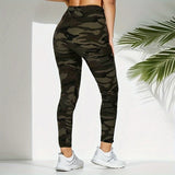 Legging Sport Femme Taille Haute Camouflage Militaire