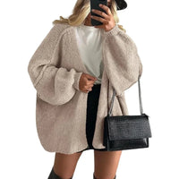 Cardigan femme tricot chunky beige manches longues