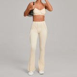 Ensemble Tenue Sport Fitness Pilates Côtelé Femme