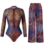 Ensemble 2 Pièces Maillot de Bain Manches Longues Protection UV Complète