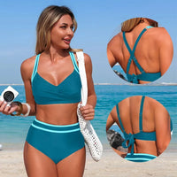 Maillot de Bain 2 Pièces Femme Taille Haute Effet Ventre Plat
