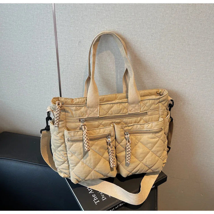 Sac à main femme grande capacité matelassé orange – Kaki