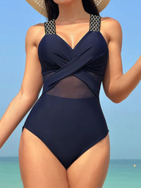Maillot de Bain 1 Pièce Effet Croisé et Gainant