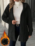 Cardigan long femme velours doublé automne hiver – Noir