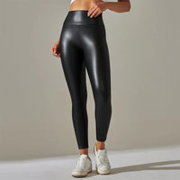 Legging simili cuir taille haute femme stretch 5