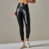 Legging simili cuir taille haute femme stretch 5