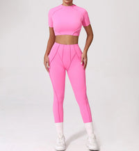 Ensemble Tenue Sport Fitness Pilates Côtelé Femme