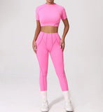 Ensemble Tenue Sport Fitness Pilates Côtelé Femme