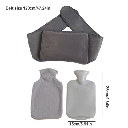 Bouillotte tour de taille grise avec ceinture ajustable 120cm et housse en flanelle douce pour soulagement du dos
