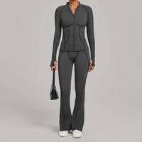 Ensemble Tenue Sport Fitness Pilates Côtelé Femme