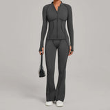Ensemble Tenue Sport Fitness Pilates Côtelé Femme