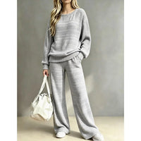 Ensemble deux pièces femme pull tricoté et pantalon large 3