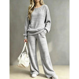 Ensemble deux pièces femme pull tricoté et pantalon large 3