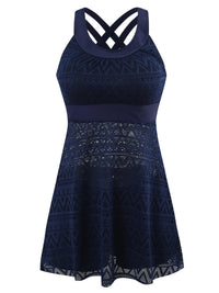 Maillot de Bain Style Robe Tankini en Dentelle Crochet