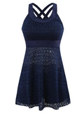 Maillot de Bain Style Robe Tankini en Dentelle Crochet