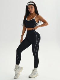 Ensemble Legging Noir avec Liserés Blancs