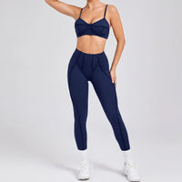 Ensemble Tenue Sport Fitness Pilates Côtelé Femme