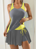 Maillot de Bain Femme Bretelles Larges Shorty avec Jupette