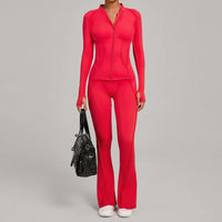 Ensemble Tenue Sport Fitness Pilates Côtelé Femme