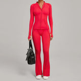 Ensemble Tenue Sport Fitness Pilates Côtelé Femme