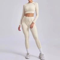 Ensemble Legging Nervuré Manche Longue Femme