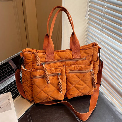 Sac à main femme grande capacité matelassé orange