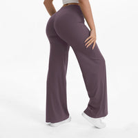 Pantalon yoga femme taille moyenne jambe droite bleu – Brume Lavande