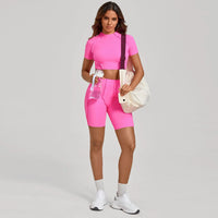 Ensemble Tenue Sport Fitness Pilates Côtelé Femme