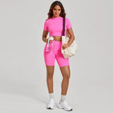 Ensemble Tenue Sport Fitness Pilates Côtelé Femme