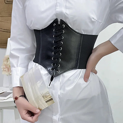 Ceinture Corset Cuir Noir