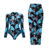 Ensemble Maillot de Bain Manches Longues et Jupe Paréo
