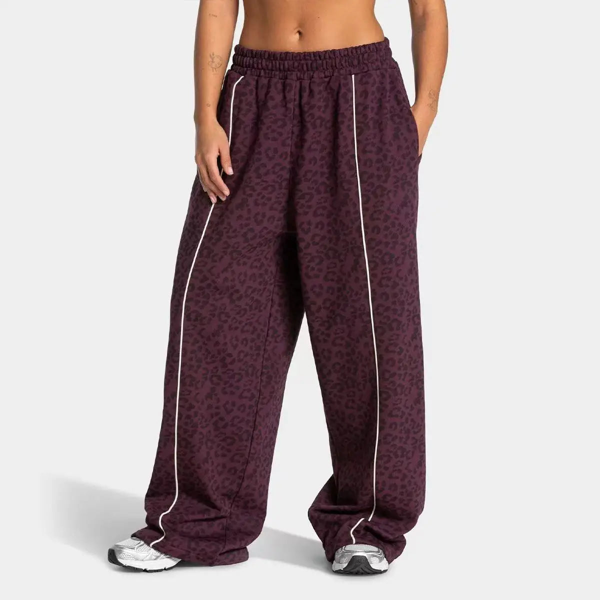 Pantalon large imprimé léopard femme respirant yoga 4