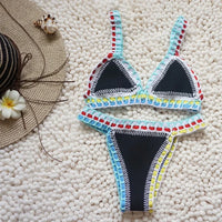 Bikini Triangle Crochet Bordure Colorée Bohème