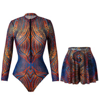 Ensemble 2 Pièces Maillot de Bain Manches Longues Protection UV Complète