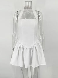 White Square Neck Bustier Dress 