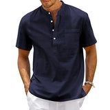 Polo Col Officier Coton et Lin Homme
