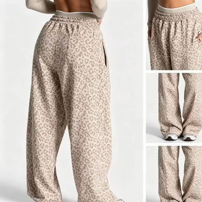 Pantalon large imprimé léopard femme respirant yoga