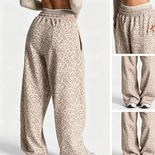 Pantalon large imprimé léopard femme respirant yoga
