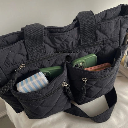 Sac à main femme grande capacité matelassé orange 5