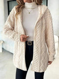 Cardigan long femme velours doublé automne hiver – Blanc Cassé
